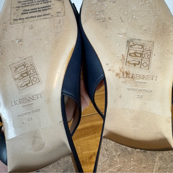 LK Bennett Navy Slingback Flats with Chain Detail - Picture 6 of 8